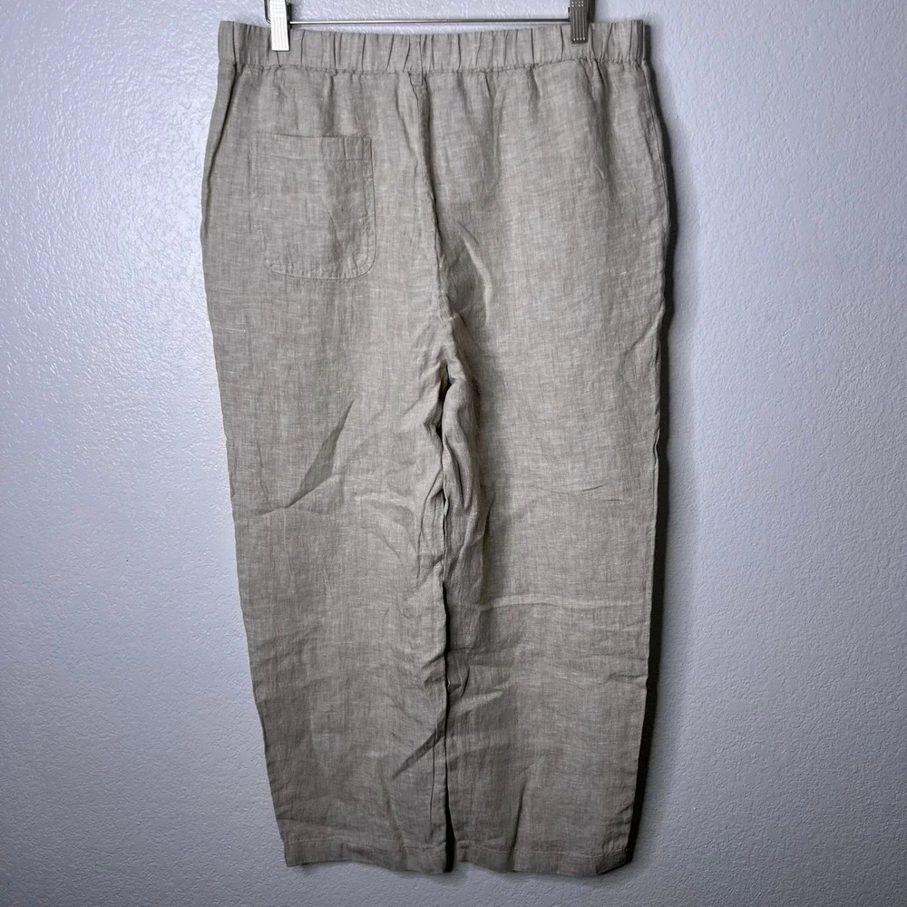 Quince 100% European Linen Pants Flax Tan Women's Size Large Cropped Relaxed